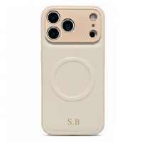 White Personalized Magnetic Leather iPhone Case