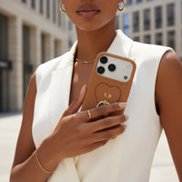 Brown Heart Ring Leather iPhone Case