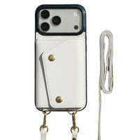 White Leather iPhone Case With Two Straps