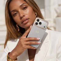 Gray Two-Tone Monogrammed Leather iPhone Case
