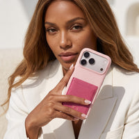 Pink Personalized Leather iPhone Case with Card Holder