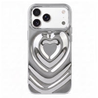 Silver 3D Heart Design iPhone Case