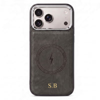 Gray Wireless Charge Monogram Leather iPhone Case