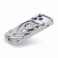 Silver 3D Heart Design iPhone Case