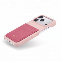 Pink Personalized Leather iPhone Case with Card Holder