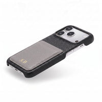 Black Personalized Leather iPhone Case with Card Holder