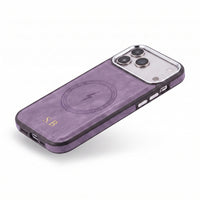 Purple Wireless Charge Monogram Leather iPhone Case