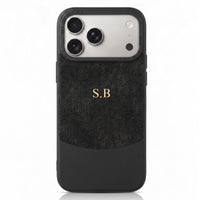 Black Two-Tone Monogrammed Leather iPhone Case