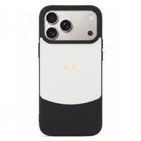 White&Black Two-Tone Monogrammed Leather iPhone Case