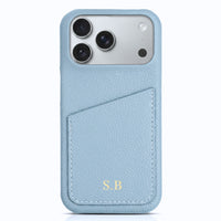 Light Blue Card Holder Leather iPhone Case