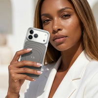 Gray Personalized Magnetic iPhone Case With Leather