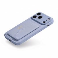 Light Blue Leather iPhone Case With Card Holder