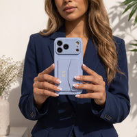Light Blue Leather iPhone Case With Card Holder