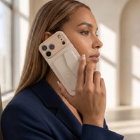 White Leather iPhone Case With Card Holder