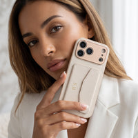 White Leather iPhone Case With Card Holder