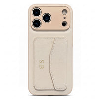 White Leather iPhone Case With Card Holder