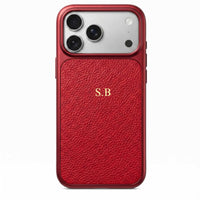 Red Personalized iPhone Case With Leather