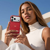 Red Personalized iPhone Case With Leather