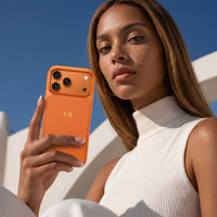Orange Personalized iPhone Case With Leather