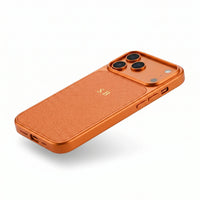 Orange Personalized iPhone Case With Leather
