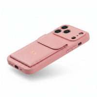 Pink Personalized Leather iPhone Case With Card Holder