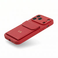 Red Personalized Leather iPhone Case With Card Holder