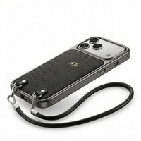 Black Personalized Leather iPhone Case with Strap Handle