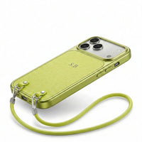 Green Personalized Leather iPhone Case with Strap Handle