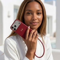 Wine Personalized Leather iPhone Case with Strap Handle