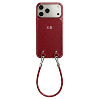 Wine Personalized Leather iPhone Case with Strap Handle