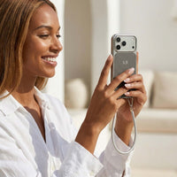 Gray Personalized Leather iPhone Case with Strap Handle