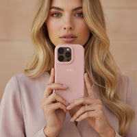 Coral pink Leather iPhone Case - Snap Bands