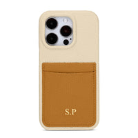Cream Personalized Leather iPhone Case with Card Holder - #Snap Bands#