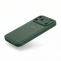 Green Personalized Leather iPhone Case