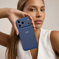 Blue Personalized Leather iPhone Case