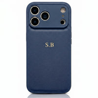 Blue Personalized Leather iPhone Case