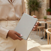 Gray Leather Kindle Case - Snap Bands