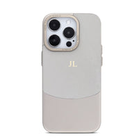 Gray Two - Tone Monogrammed Leather iPhone Case - #Snap Bands#