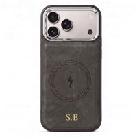Gray Wireless Charge Monogram Leather iPhone Case - #Snap Bands#