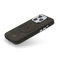 Gray Wireless Charge Monogram Leather iPhone Case - #Snap Bands#