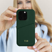 Green Card Holder Leather iPhone Case - Snap Bands