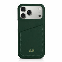Green Card Holder Leather iPhone Case - Snap Bands
