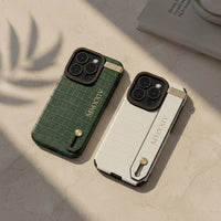 Green Crocodile Texture Elegant iPhone Case with Metallic Accent - Snap Bands
