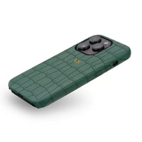 Green Crocodile Texture Personalized Leather iPhone Case - #Snap Bands#