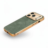 Green Lambskin Leather Custom iPhone Case - Snap Bands