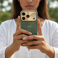 Green Lambskin Leather Custom iPhone Case - Snap Bands