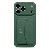 Green Leather iPhone Case With Card Holder - #Snap Bands#