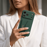 Green Leather iPhone Case With Card Holder - #Snap Bands#