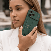Green Leather iPhone Case With Card Holder - #Snap Bands#