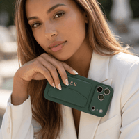 Green Leather iPhone Case With Card Holder - #Snap Bands#